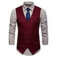 thumbnail image 5 of TMOYZQ Men's Dress Suit Vest Formal Business Casual Slim V-neck Sleeveless Tuxedo Vests Waistcoat Jacket with Chain and Pockets for Wedding Party Prom, 5 of 9