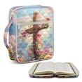 thumbnail image 2 of Xixirimido Bible Cover Case for Women Men, Large Bible Bag Bible Study Supplies Accessories Quilted Bible Carrying Cases with Handle Christian Gift, Cross Colorful Floral Pattern, 2 of 7