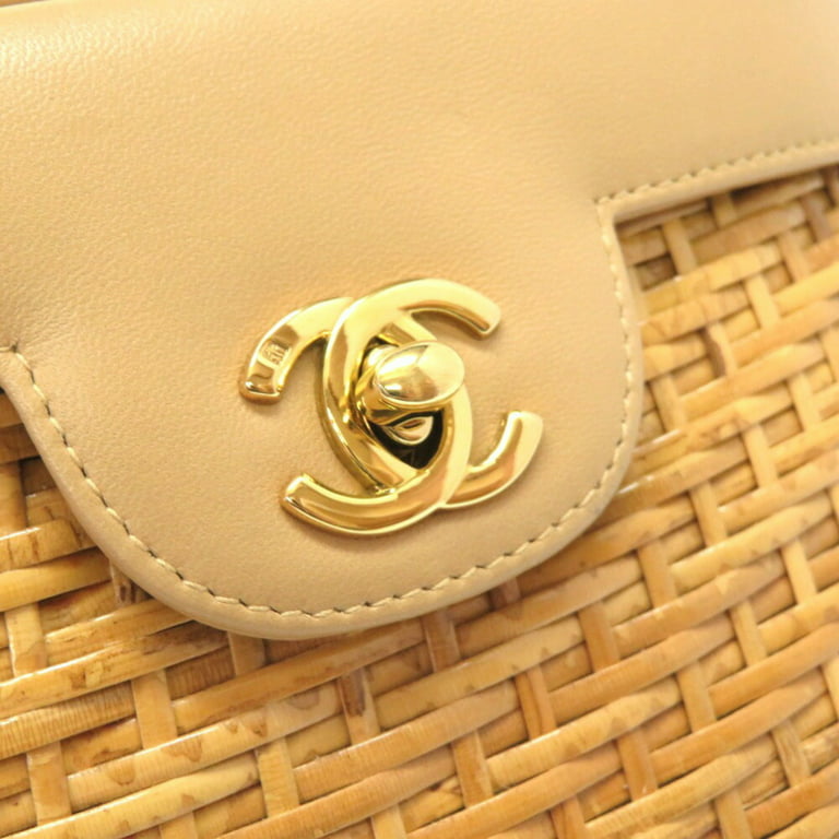 Pre-Owned Chanel basket bag straw leather beige 5th series Coco mark turn  lock shoulder brown 0011 CHANEL (Good) 