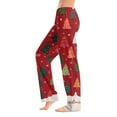 thumbnail image 2 of WTOBBY Women's Merry Christmas Print Pajama Bottoms, Soft Fleece-Lined Sleep Pants with Festive Snowflake and Tree Designs, Casual Home Wear for Winter,Wine XL, 2 of 5