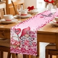 thumbnail image 5 of Valentine's Day Table Runner - 60 Inch Long Pink Love Gnomes Roses Ombre Romantic Cotton and Linen Blended Dress Scarves Farmhouse Table Runner for Kitchen Dining, Coffee Table, 13" x 60", 5 of 8