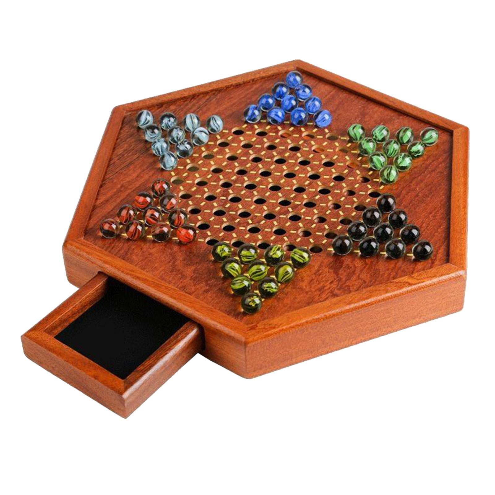 Chinese Checkers 12" Wooden Chessboard family game set Classic Marbles 