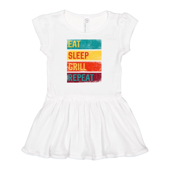 Inktastic BBQ Grilling Eat Sleep Grill Repeat Girls Baby Dress