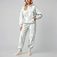thumbnail image 2 of Camo Sweatsuits for Women 2 Piece Maple Leaf Print Oversized Sweatshirt and Pants Sets Fleece Fall Winter Casual Workout Tracksuits, 2 of 5