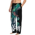 thumbnail image 2 of Uemuo Hungry Tyrannosaurus Pattern Men's Wide Leg Palazzo Lounge Pants with Pockets Light Weight Loose Comfy Casual Pajama Pants-Small, 2 of 9