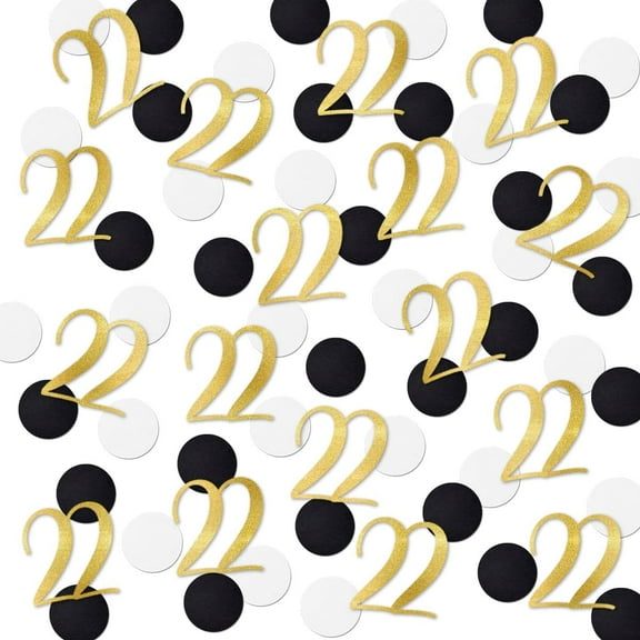 Gold Glitter 22 Confetti, 22nd Birthday Number Confetti, 120Pcs Anniversary Party Table Decoration Supplies