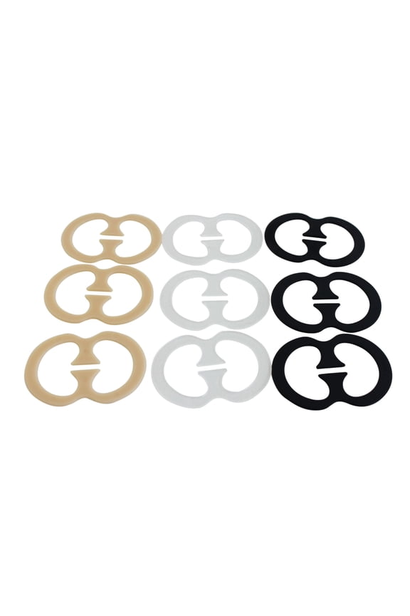 Bra Strap Solution Clips, Boost Cleavage and Instant Lift, Turns Bra into Racer Back, Conceals Straps,  3 Black, 3 White, 3 Beige
