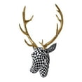 thumbnail image 5 of Modern Geometric Deer Head Wall Decor with Golden Antlers, Black White Checkered Resin Deer Skull Wall Mount, Artistic Home Decor for Living Room, Bedroom, Office Interior Styling, 5 of 6