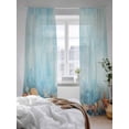 thumbnail image 3 of Summer Ocean Sheer Curtains 2 Panels Set Watercolor Starfish Shell Linen Texture Lihgt Filtering Rod Pocket Voile Drape, Semi Sheer Window Curtains for Bedroom Living Room, 52"x96", 3 of 5