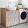 thumbnail image 3 of Cabinet Curtains 35"W x 35"L, Dustproof Sink Skirt Curtain for Kitchen Bathroom, Adhesive Desk Skirt Privacy Short Curtains for Office Closet Vanity Shoe Rack, 3 of 8