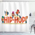 thumbnail image 1 of Hip Hop Shower Curtain, Word Hip Hop with Colorful Dancers Doing Moonwalk Floor Rocking and Windmill Moves, Fabric Bathroom Set with Hooks, 69W X 70L Inches, Multicolor, by Ambesonne, 1 of 3