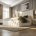 thumbnail image 3 of Velets King Bed Frame with Hydraulic Lift Storage, Upholstered Platform Bed, Tufted Headboard, Wood Slats, No Box Spring Needed, 3 of 9