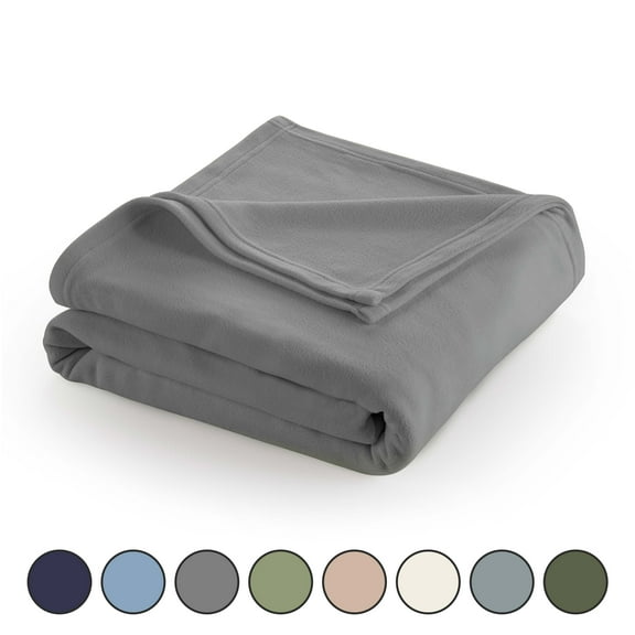 Comfy Supersoft Fleece Bed Blanket – Lightweight All-Season – Twin Size – Gray