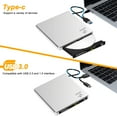 thumbnail image 3 of External CD DVD Drive LightScribe CD/DVD +/-RW Burner Player Writer Optical Disk Reader Portable CD DVD Drive for Laptop Mac MacBook PC Windows 11 10 Linux OS, 3 of 8