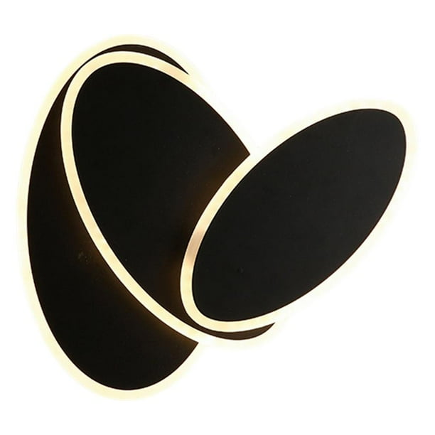 Aplique de pared LED creativo, giratorio 360 grados, moderno, acrílico. Negro ovalado