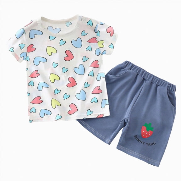 KPOPLK Little Bitty Toddler Boy Clothes Boys Summer Outfits Cotton Short Sleeve T-Shirt & Shorts Set(5-6 Years,White)