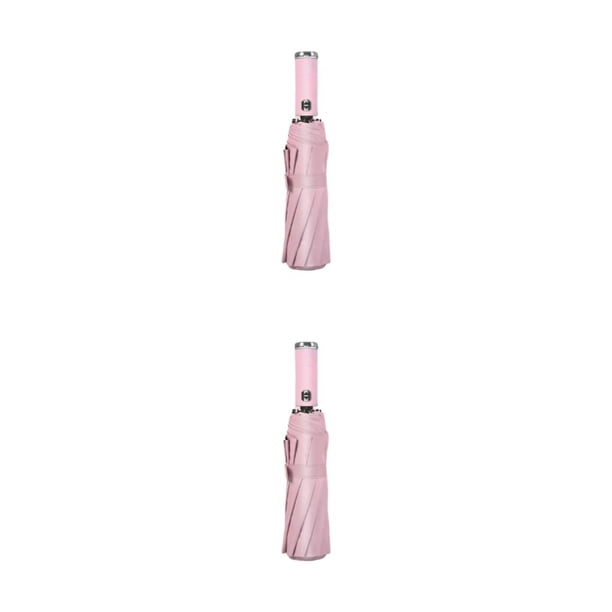 Paraguas plegable grande Billuyoard 10 costillas raya reflectante impermeable LED/Rosa