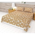 thumbnail image 2 of Mustard Floral Kantha Quilt: Hand-stitched Indian Cotton Bedspread, 2 of 3