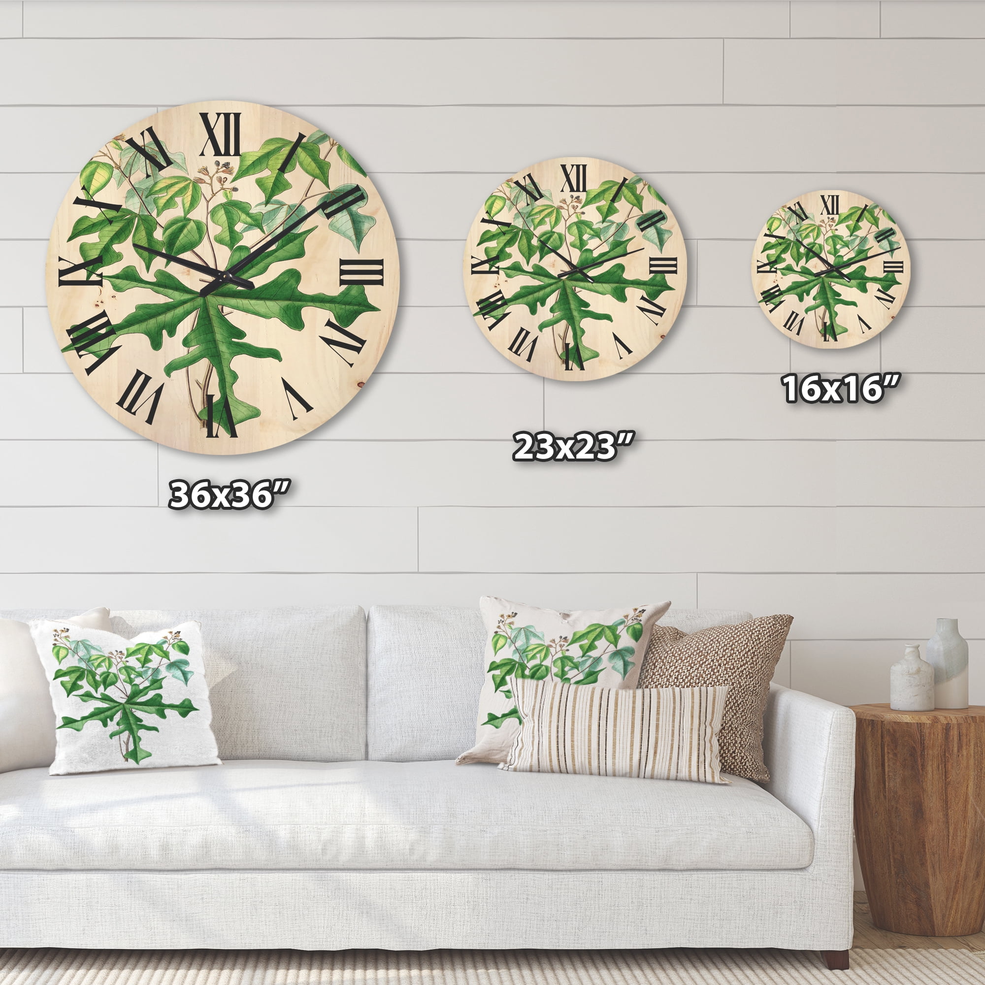 Designart 'Ancient Drawing of Wild Plants' Traditional Wood Wall Clock