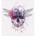 thumbnail image 3 of Skull Duvet Cover Set, Grunge Illustration of Human Skull Dragonfly with Watercolor Splash Sketchy, Decorative 3 Piece Bedding Set with 2 Pillow Shams, Queen Size, Purple Pink Black, by Ambesonne, 3 of 3