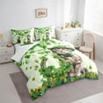 thumbnail image 3 of Feelyou Lucky Cat Animal Bedding Comforter Set 7pcs, Spring Shamrock Full Bedding Set, 3 of 8