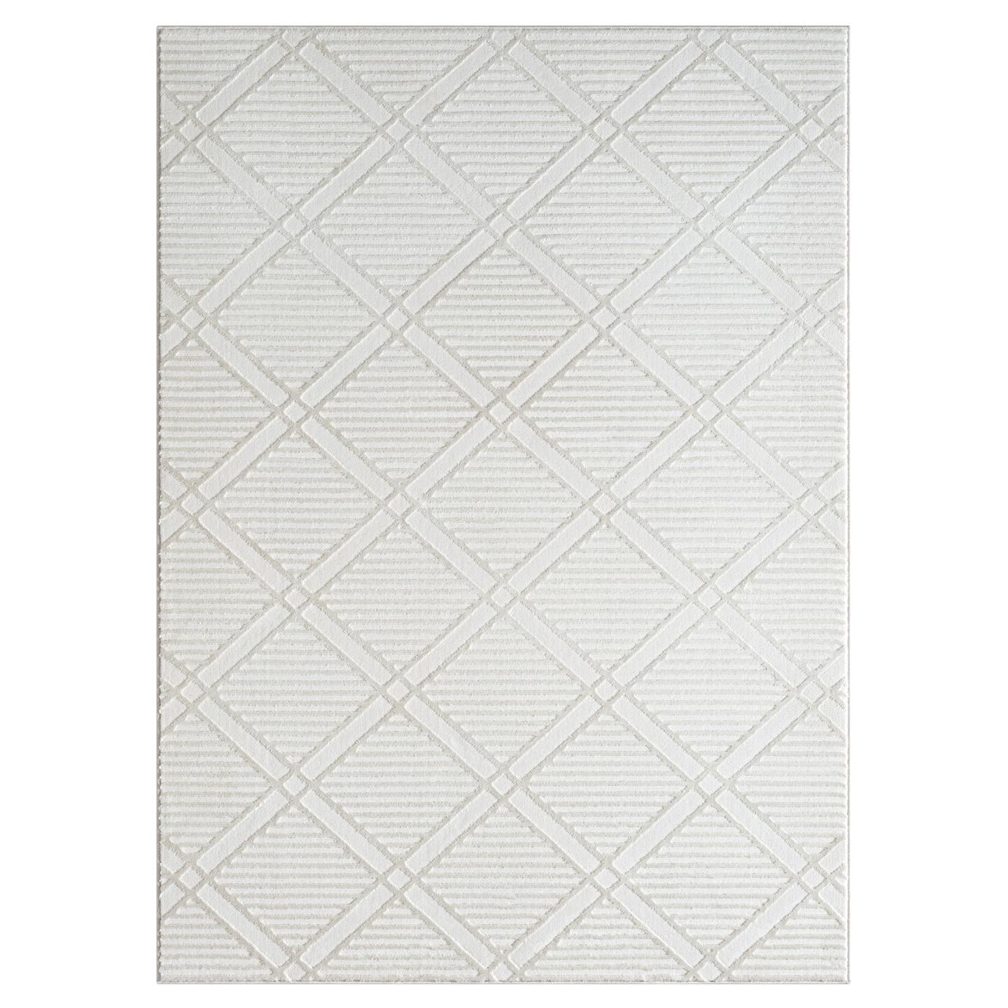 Luxe Weavers Geometric Diamond Shaped Cream 8x10 Area Rug for Living Rooms