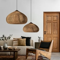 UEEYAC Wabi Sabi Style Retro Dining Room Chandelier Rattan Zen Pendant Light