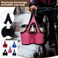 thumbnail image 2 of Double Cup Beverage Holder Portable Coffee Carrier with Handle Reusable Neoprene Drink Sleeve for Tea Smoothies Outdoor Camping Biking and Sports, 2 of 9