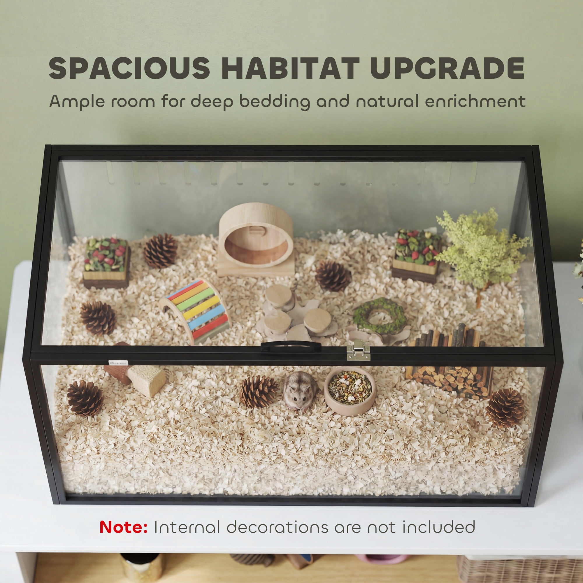 PawHut Large Acrylic Hamster Cage, Chewproof Guinea Pig Cage, Transparent Mice and Gerbil Habitat with Openable Top, for Hedgehog, Dwarf Hamster, Rat