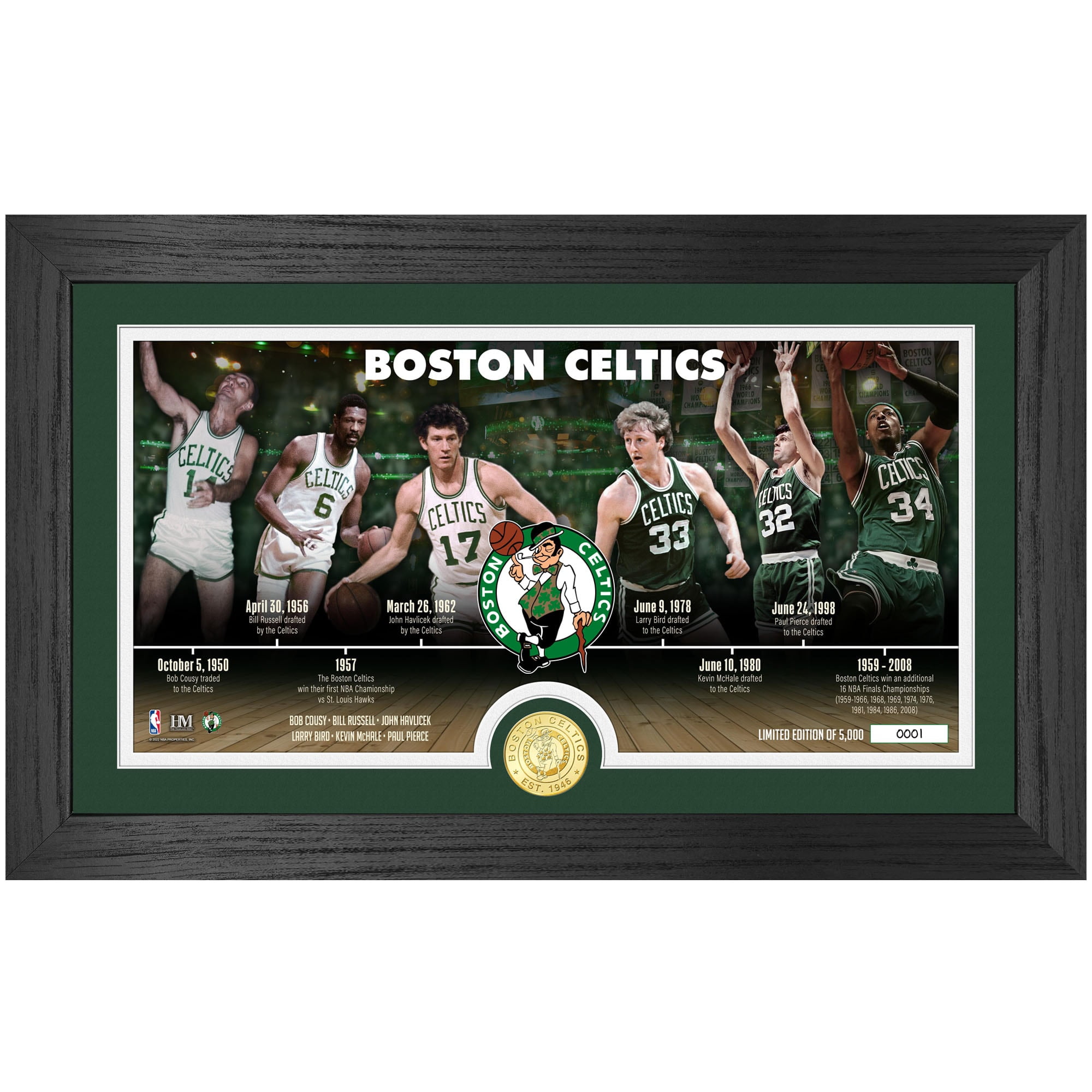 Highland Mint Boston Celtics NBA Timeline 12'' x 20'' Bronze Coin Photo ...