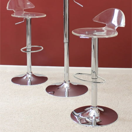 LumiSource Venti Clear Adjustable Height Swivel Bar Stool
