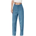 thumbnail image 1 of YFELWZ Pantalons Décontractés Formels Taille Haute pour Femmes Grande Taille, Bleu TP, 1 of 4