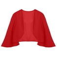 thumbnail image 3 of VNKIDY Women's Chiffon Shirt Solid Color Sheer Chiffon Bolero Open Front Blouse 3/4 Flared Sleeve Lightweight Shirt For Dresses Weddings Formal Occasions Soft Tops, 3 of 3