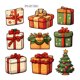 thumbnail image 3 of Pegatinas de pared en caja de regalo de Navidad con dibujos animados de PVC, 29 x 29 cm, 3 of 3