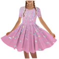 thumbnail image 2 of Sentmoon Robe de Collation des Grades pour Filles 10-12 Élégante à Col Rond Robes pour Filles Taille 8 Manches Courtes Coupe Décontractée Imprimé Floral Extensible Robe d'Invitée de Mariage Été pour Vacances Tropicales 13 Ans, 2 of 6