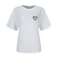 thumbnail image 5 of AherBiu Hauts d'Été pour Femmes Manches Courtes T-Shirts Confortables Imprimé Cœur Col Rond Basiques Blouse, 5 of 5
