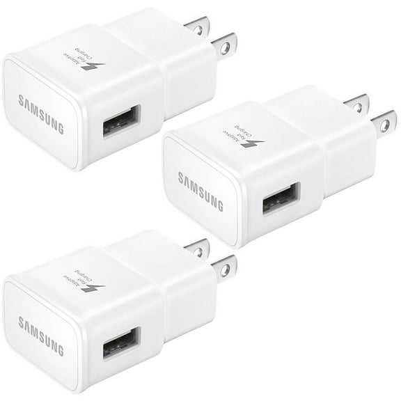 3-Pack New OEM Samsung fast Adaptive Wall Charger for Galaxy S7 S6 Note 5 4 Edge EP-TA20JWS / ECB-DU4EWE For Samsung Galaxy S6 Edge S7 Edge S8 S8 S9 S9 Note 8 9 - White