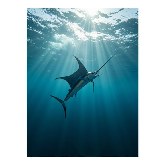 Diamond Art Kit for Adults, Swordfish Underwater Sunlight Rays Diamond Painting for Adults Beginners, DIY Diamond Art Painting Kits, 5D Diamond Painting Crafts for Home Decor 12x16 Frameless