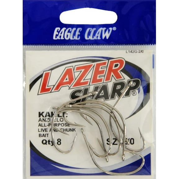 Lazer Sharp L142GH-2/0 Kahle Offset Hook, Nickel, Size 2/0, 8 Pack