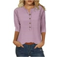thumbnail image 1 of Blouses pour Femmes, T-shirt Imprimé à Boutons Manches 3/4 Ample, 1 of 3