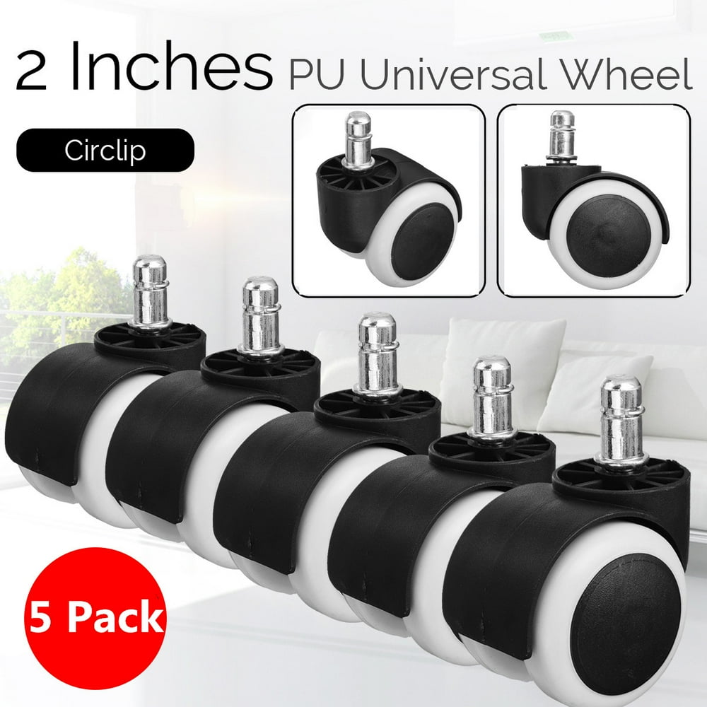 5Pcs 2" Diameter Office Chair Caster Wheels Heavy Duty & Safe