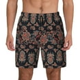thumbnail image 2 of Picia Retro Floral pattern Mens Swim Trunks with Compression Liner Stretch Beach Shorts Quick Dry with Zipper Pockets No-Chafing Board Shorts-, 2 of 9