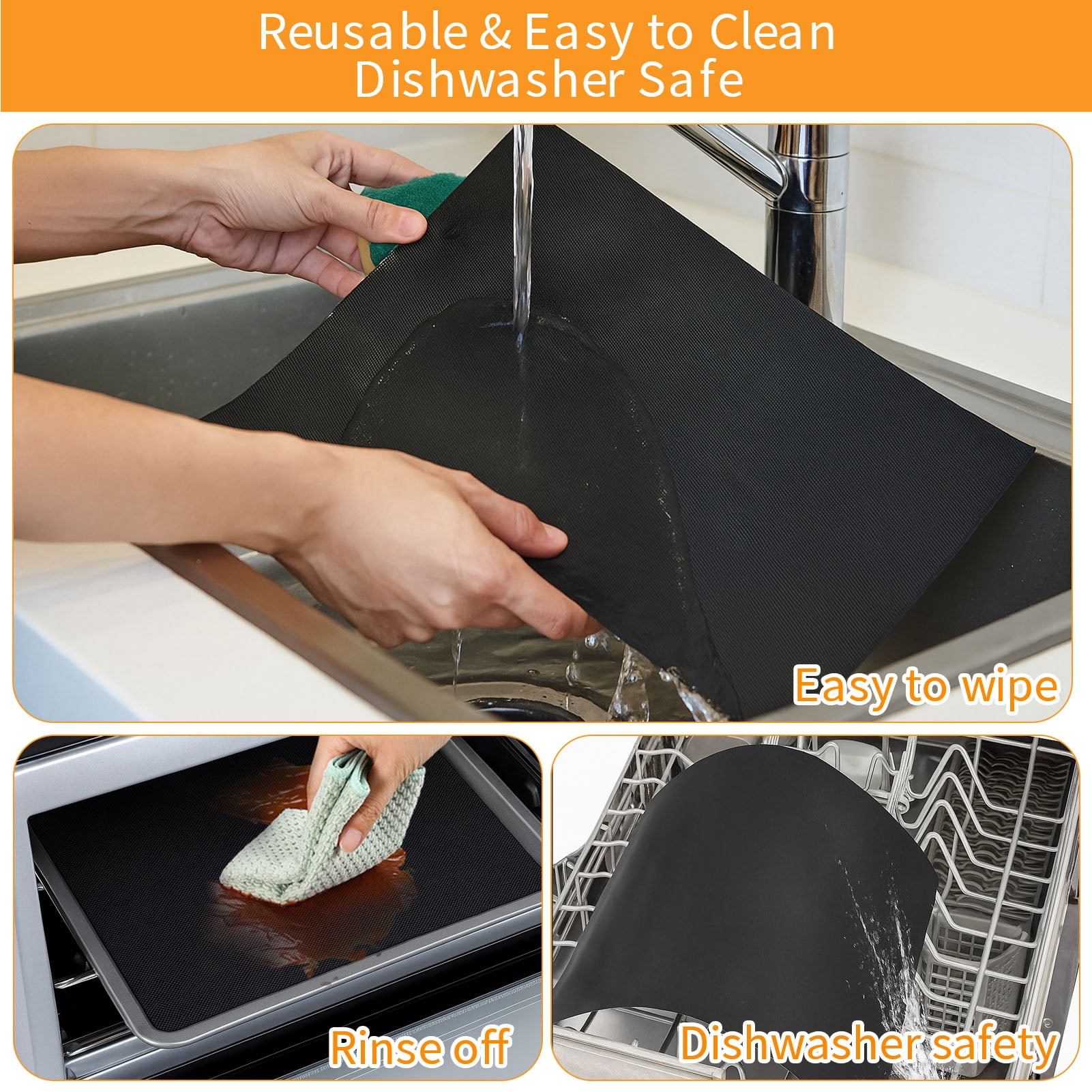 GCQ Oven Liners for Bottom of Oven, 11.4"x14.2" Reusable Non-Stick Toaster Liners Toaster Mat for for Cuisinart TOA-95 Air Fryer Toaster Oven, 4 Pack