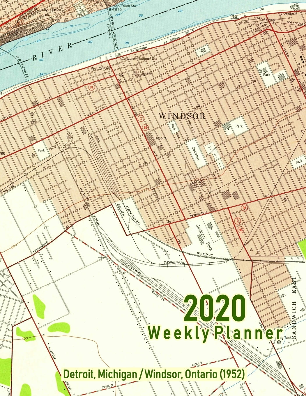 2020 Weekly Planner Detroit, Michigan/Windsor, Ontario (1952