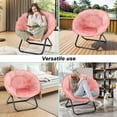 thumbnail image 6 of Folding Chair, Saucer Chair with Metal Frame, Comfy Moon Chairs for Bedroom, Living Rooms, Apartments, Camping, Lounging, Garden and Courtyard (Pink), 6 of 12