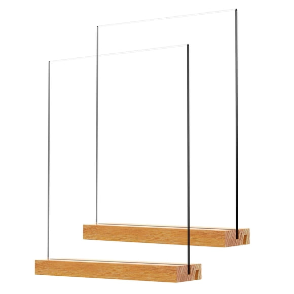 Soporte acrílico para letreros JDEA con base de madera, 21 x 29,7 cm, vertical