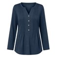 thumbnail image 4 of SETOOFF Womens V Neck Henley Pleated Pullover Long Sleeve Shirts Loose Fit Lightweight Tunic Blouses for Women Dressy Casual Work Business Casual Dailywear Fashion, 4 of 5
