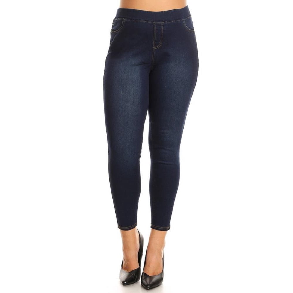 Jvini - Women's Stretch Pull-On Skinny Ripped Distressed Denim Jeggings ...