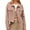 Pink, variant on Women's Short Corduroy Winter Coat - Thermal Button Front Lapel Collar Ribbed Cuffs Commute Outerwear