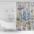 thumbnail image 4 of 54x78 Inch Shower Curtain Decorative Blue Purple Botanical Peony Bathtub Bath Curtains Fabric Waterproof Bathroom Decor Retro Blossom Flowers Small Stall Shower Curtain Set with 12 Hooks, 4 of 6